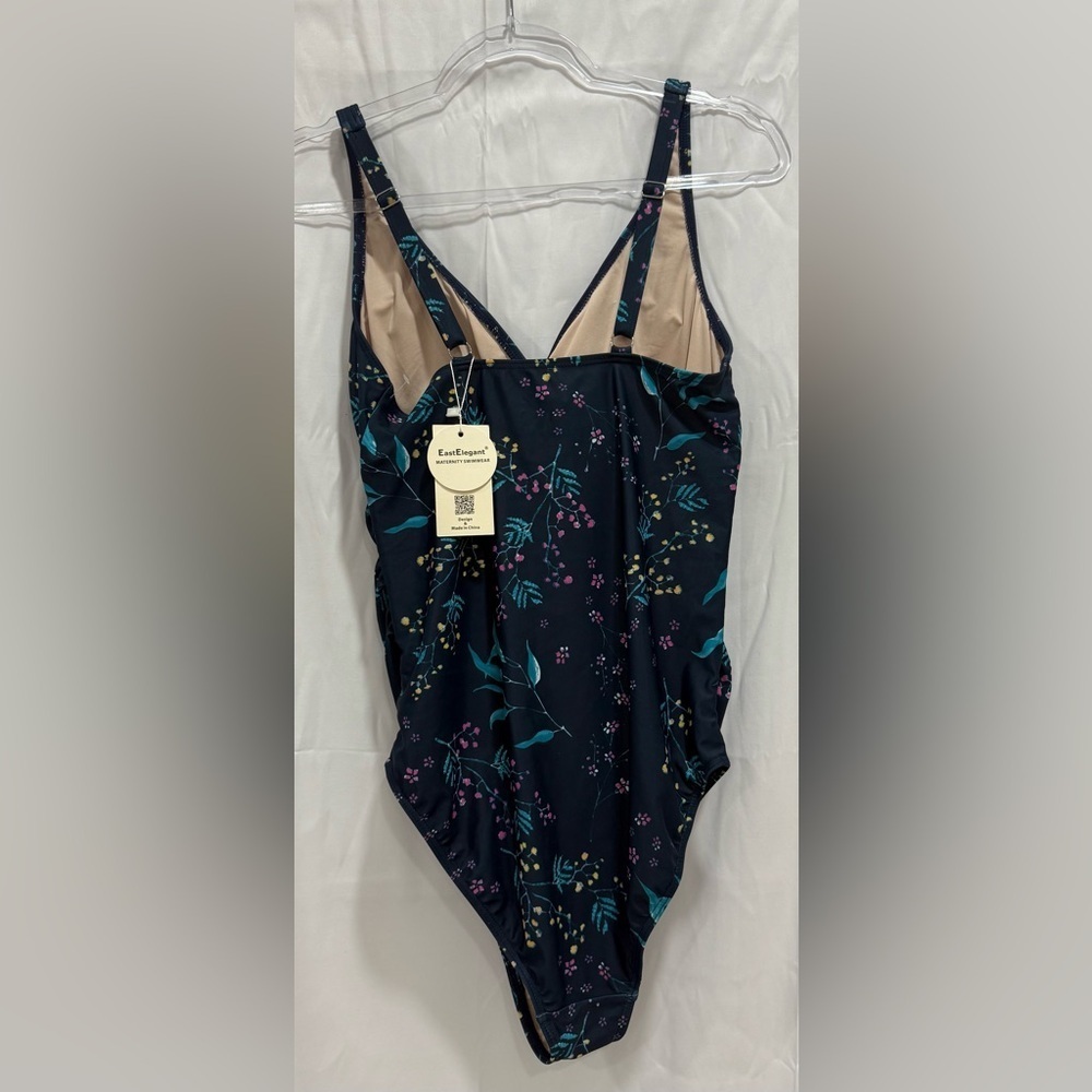 NWT East Elegant Womens Maternity Floral One Piece Swimsuit V-Neck Size M Beach - Picture 3 of 7